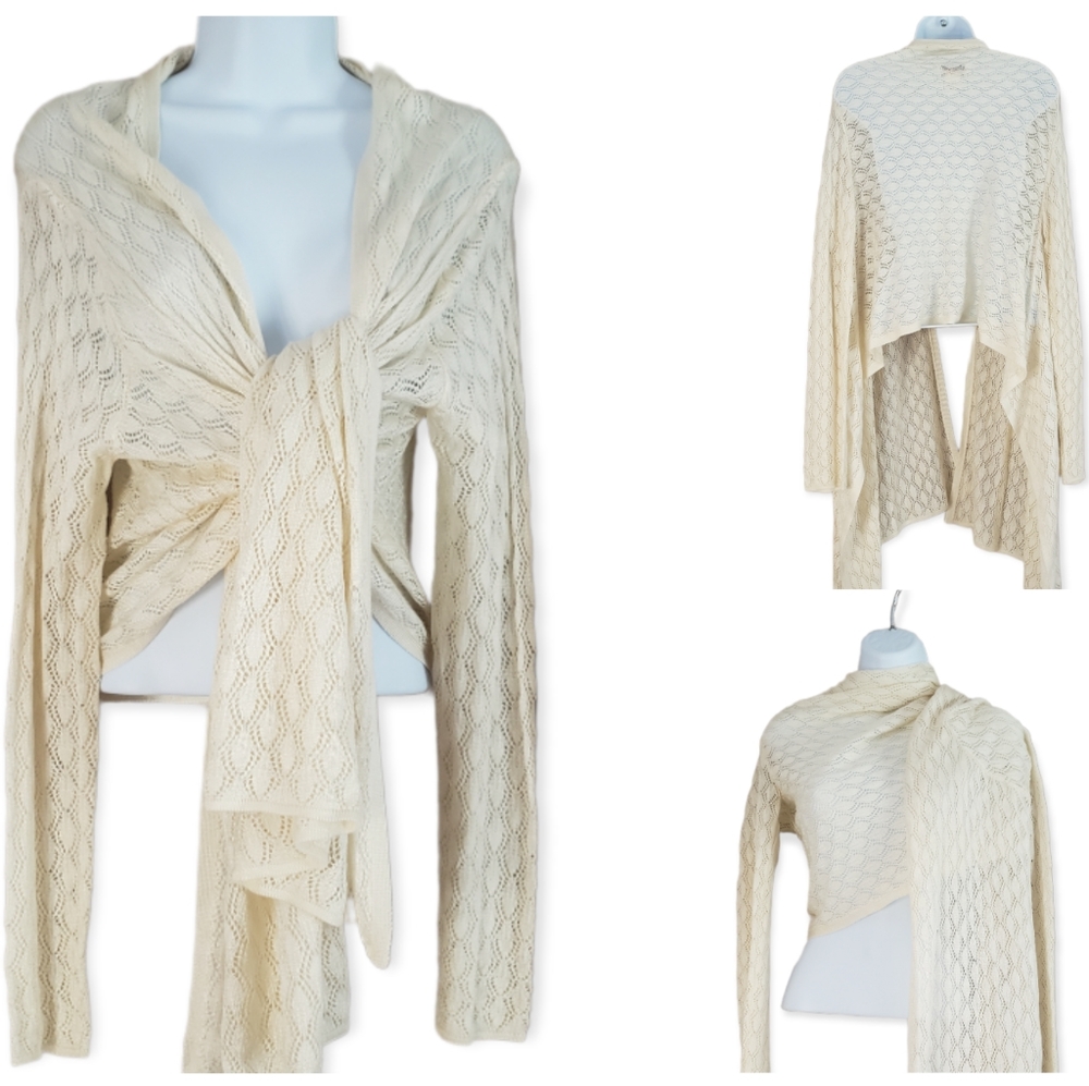NWOT Talbots cream crochet lace shrug wrap cardigan Womens One Size